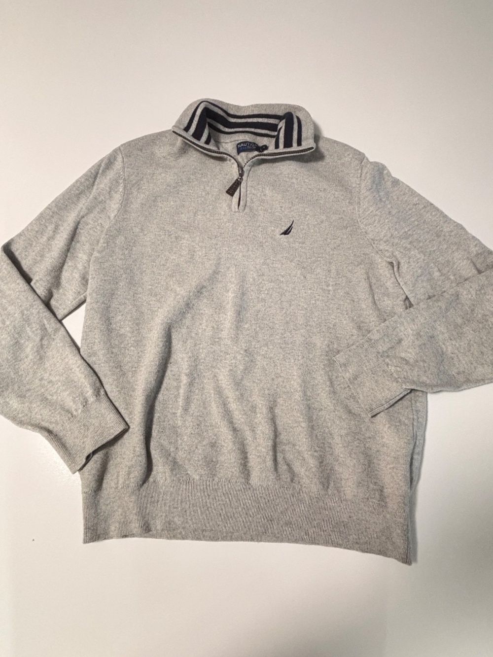 Mens Gray Nautica 3/4 Zip Pull Over Sweater Size Small